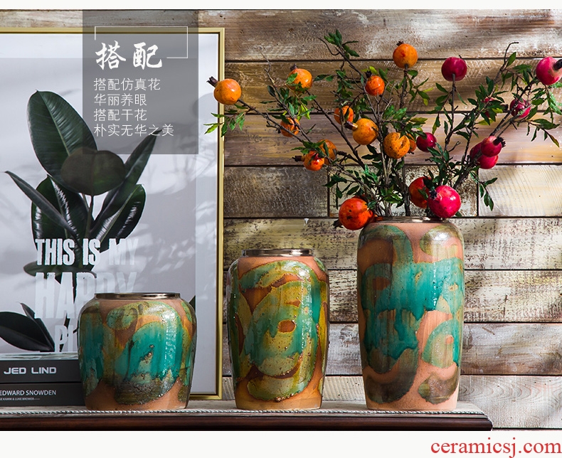 Ceramic vase American pastoral restoring ancient ways contemporary and contracted sitting room desktop furnishing articles in the dried flowers creative jar