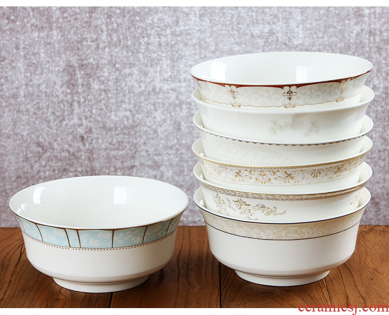 Jingdezhen ceramic household size 8 inches contracted to eat the hot soup bowl noodle bowl can microwave tableware