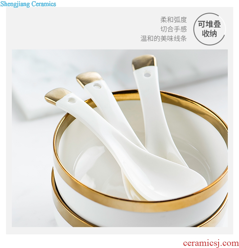 Ijarl million jia ou household ceramic spoon innovative new bone China tableware kitchen spoon ladle TBSP light