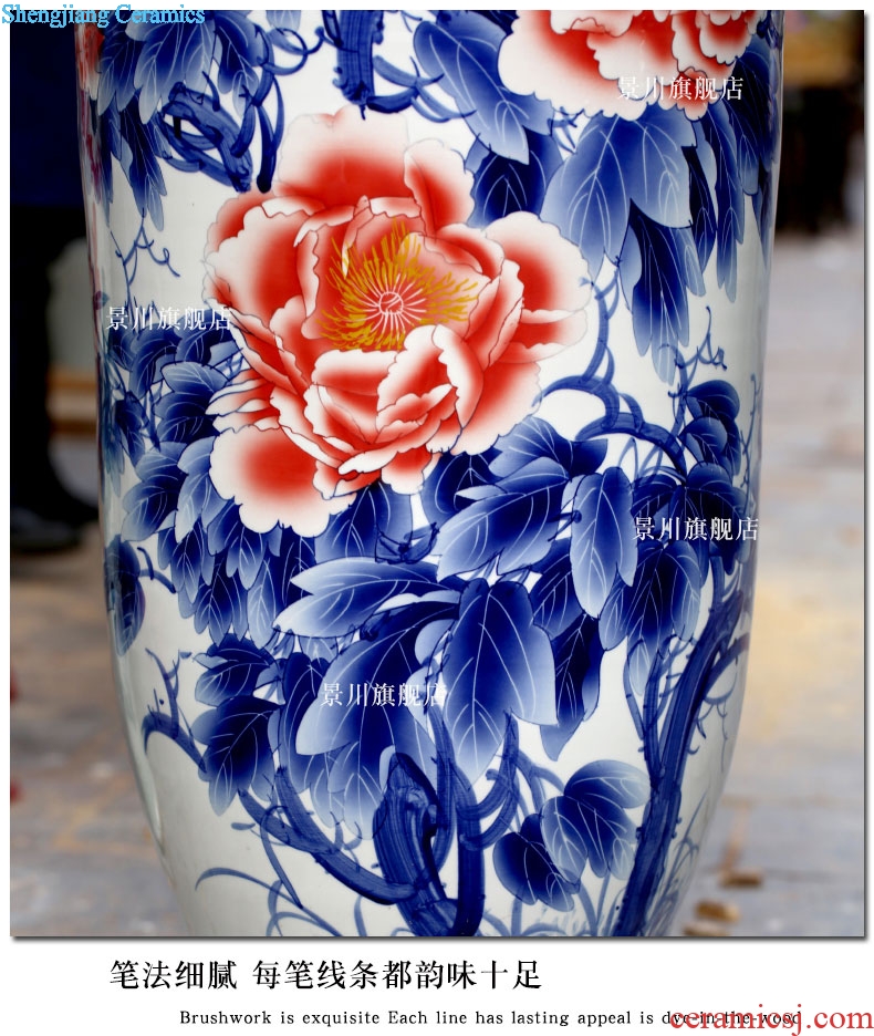 Hand color of large vase peony admiralty bottles of jingdezhen ceramics occupy the modern home furnishing articles sitting room