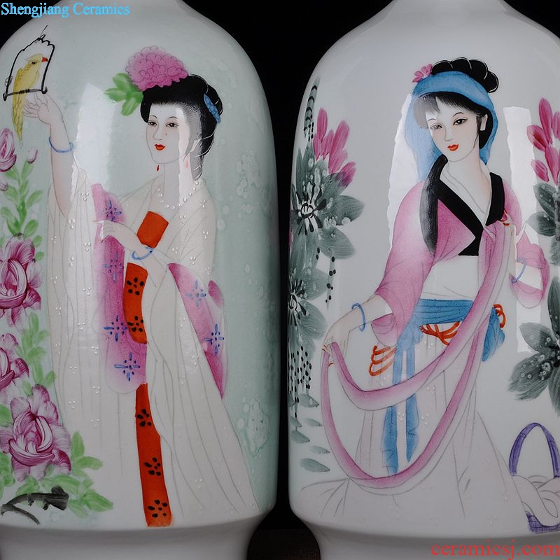 Scene, jingdezhen ceramics hand-painted costume wine home decoration crafts are the four most beautiful women