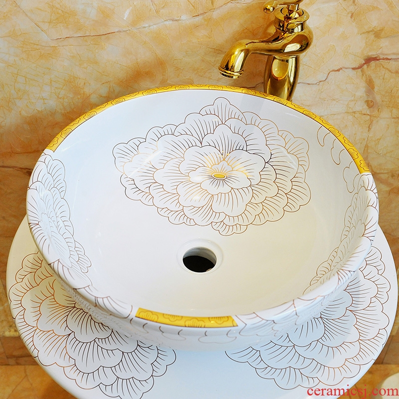 JingYan art pillar basin integrated ceramic column type lavatory basin as floor balcony vertical lavabo column basin