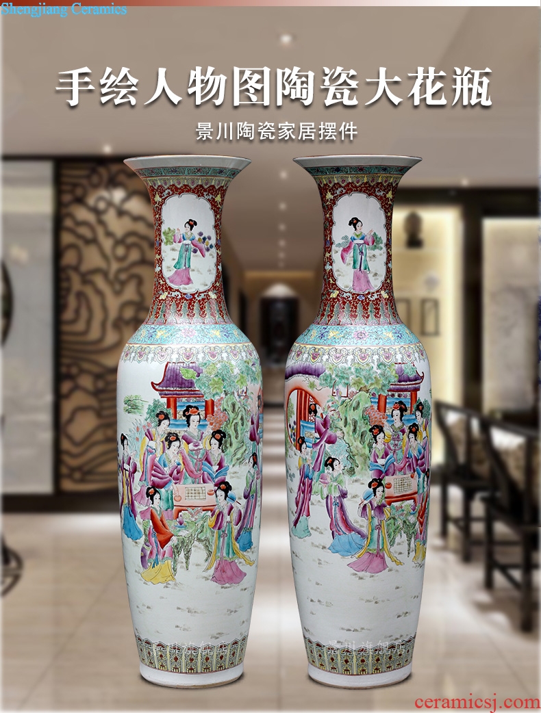 Jingdezhen ceramic hand-painted pastel had large vases, home sitting room hotel Chinese flower arranging furnishing articles