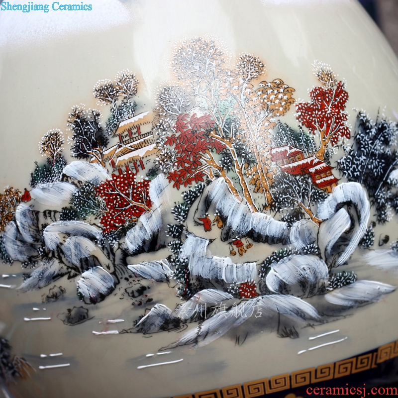 Jingdezhen ceramics big gourd a thriving business floor vase snow sitting room decoration, decorative furnishing articles