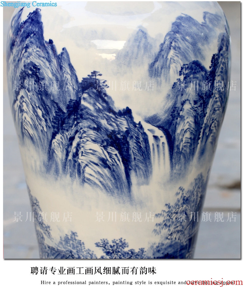 Jingdezhen porcelain ceramics hand-painted sitting room be born Chinese landscape painting flower arranging big vase household furnishing articles ornaments