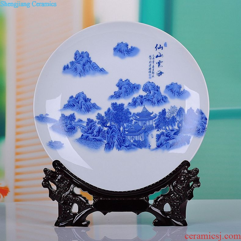 Jingdezhen ceramics landscape faceplate hang dish modern household adornment handicraft decoration decoration plate