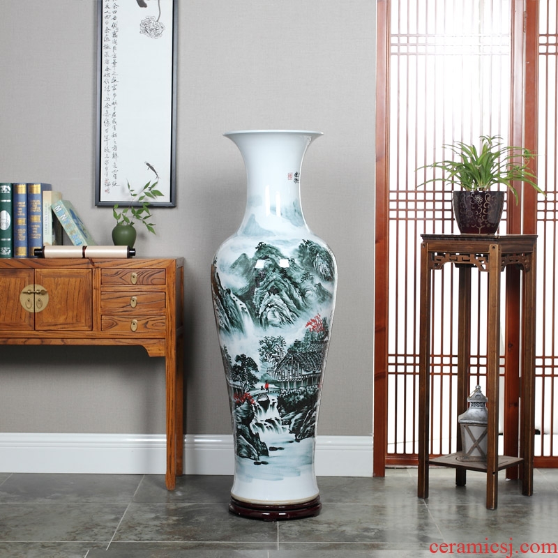 Jingdezhen ceramics high white large blue and white porcelain vase hotel opening gifts sitting room adornment is placed