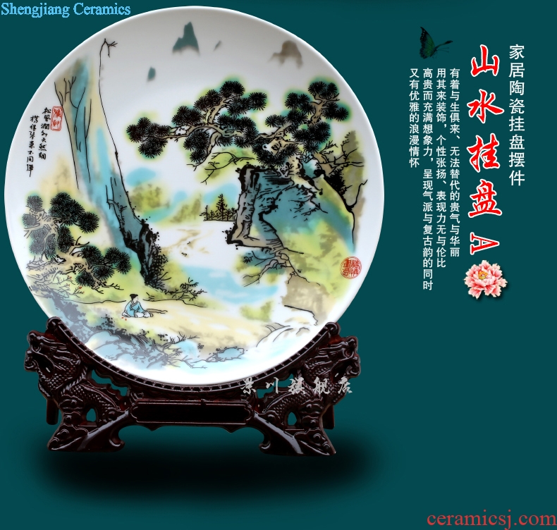 Jingdezhen hang dish decorations landscape painting ceramic plate wall of setting of modern home furnishing articles restaurant mesa crafts