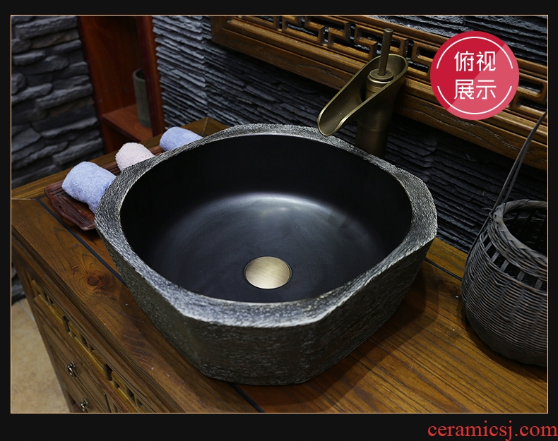JingYan retro graphite grain basin special-shaped ceramic sinks Chinese ancient art on the stage on the sink