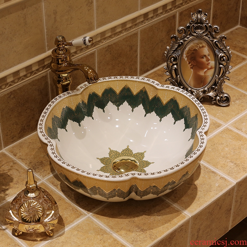 JingYan Mediterranean art stage basin to European ceramic sinks American archaize to restore ancient ways on the sink