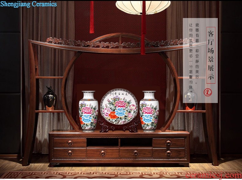 Jingdezhen ceramics vase three-piece furnishing articles home TV ark rich ancient frame porch decoration wine accessories