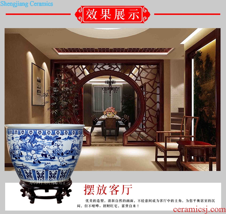 Jingdezhen ceramics aquarium antique hand-painted porcelain the lad tortoise water lily cylinder large sitting room courtyard wind water tanks