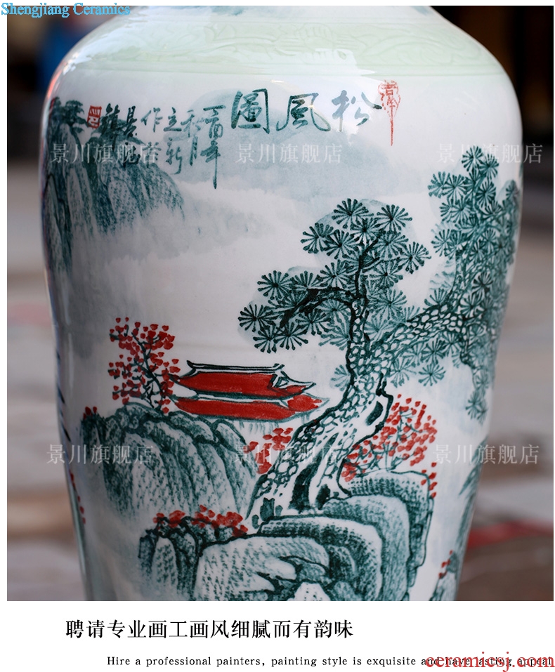 Jingdezhen home sitting room ground large jewelry hand-painted wind figure ceramic vase household of Chinese style furnishing articles