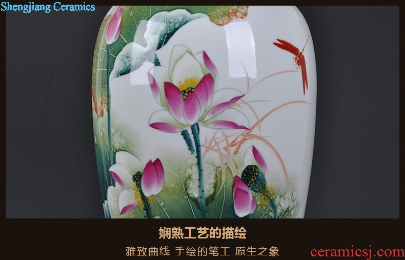 Jingdezhen ceramics new Chinese style living room TV cabinet porch all hand-painted vase household handicraft furnishing articles