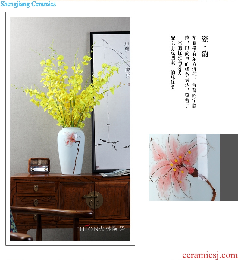 Modern new Chinese style living room TV cabinet ceramic vase wine porch desktop flower arranging home furnishing articles installed