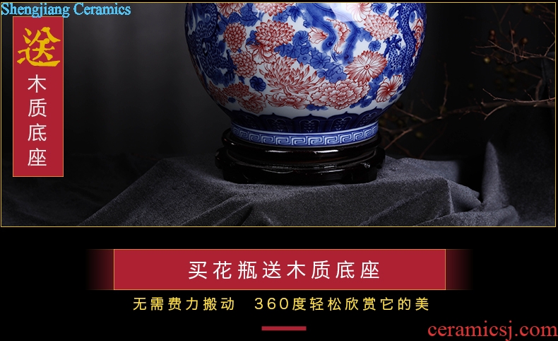 Jingdezhen blue and white porcelain vase furnishing articles sitting room of new Chinese style household ceramics TV ark porch decoration decoration