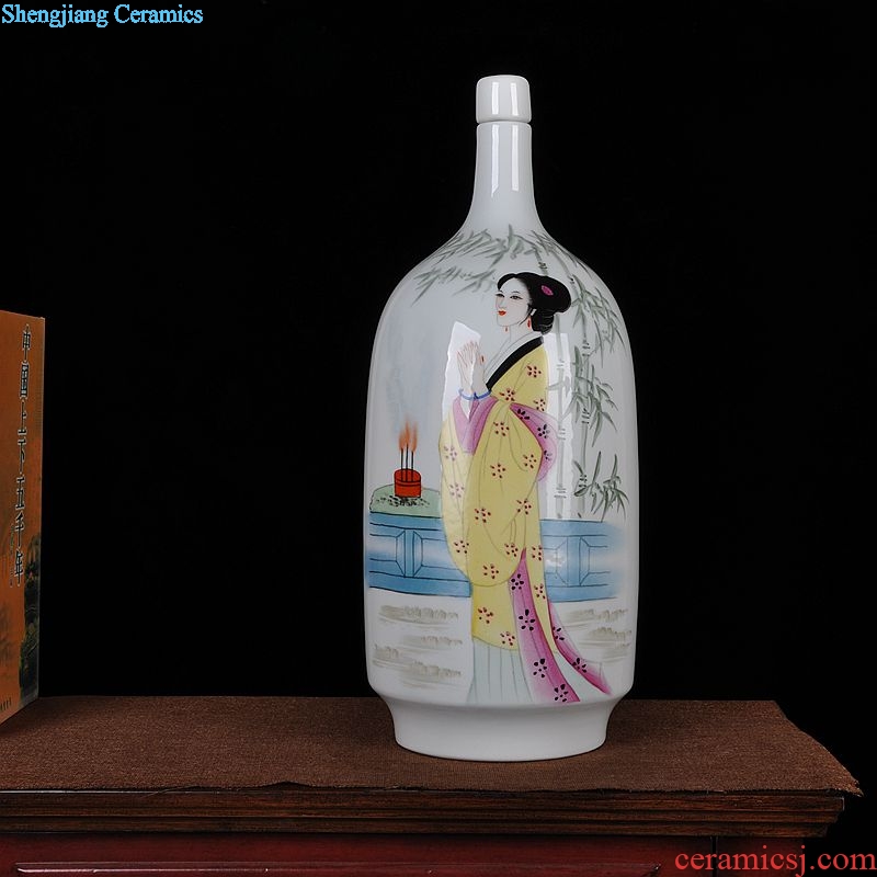 Scene, jingdezhen ceramics hand-painted costume wine home decoration crafts are the four most beautiful women