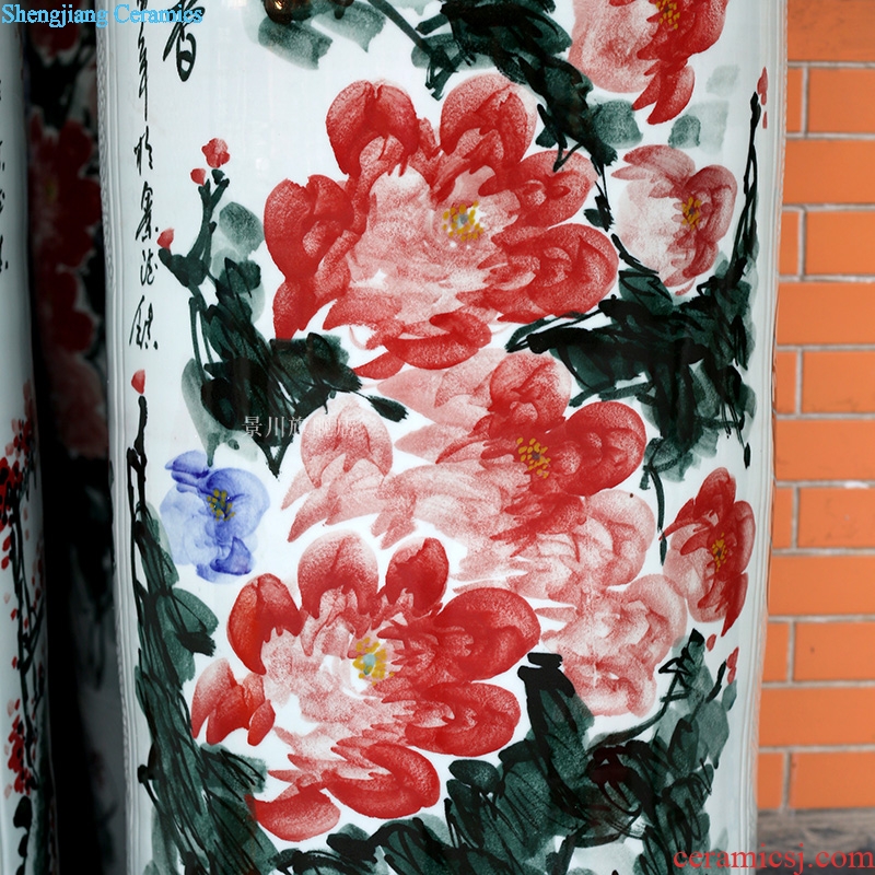 Jingdezhen ceramics peony quiver hand-painted amusement landing big vase stores crafts are sitting room