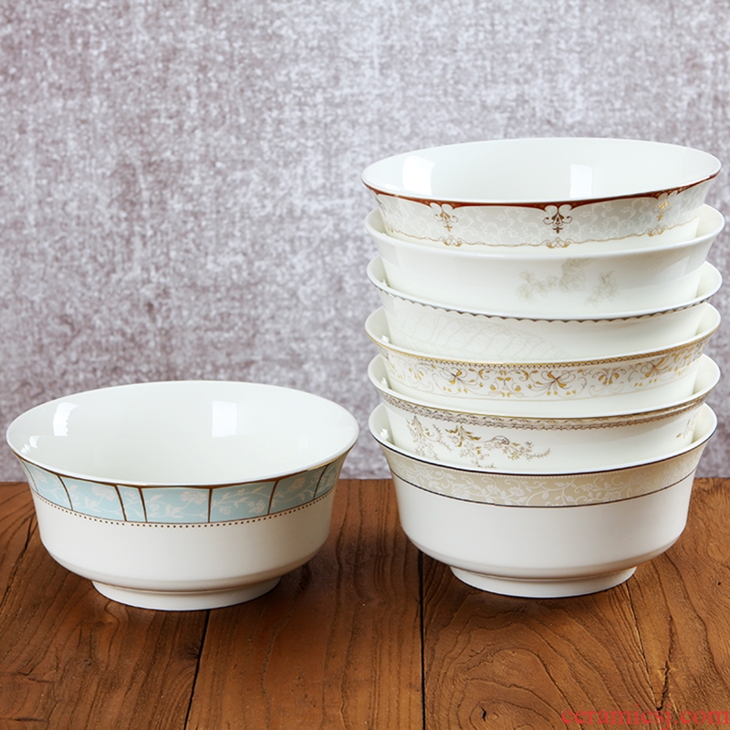 Jingdezhen ceramic household size 8 inches contracted to eat the hot soup bowl noodle bowl can microwave tableware