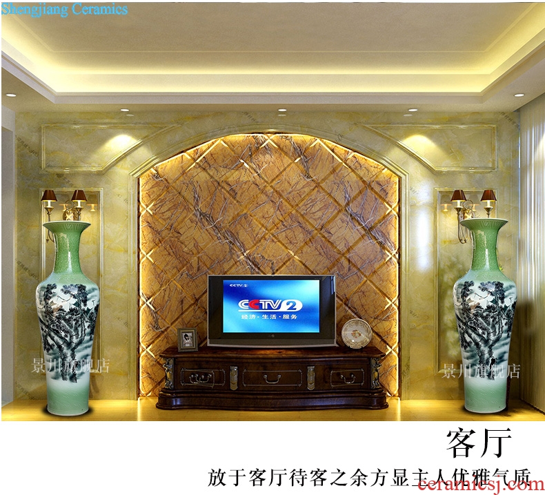 Pine crane live color ink big vase jingdezhen ceramics sitting room floor furnishing articles study Chinese style household act the role ofing is tasted