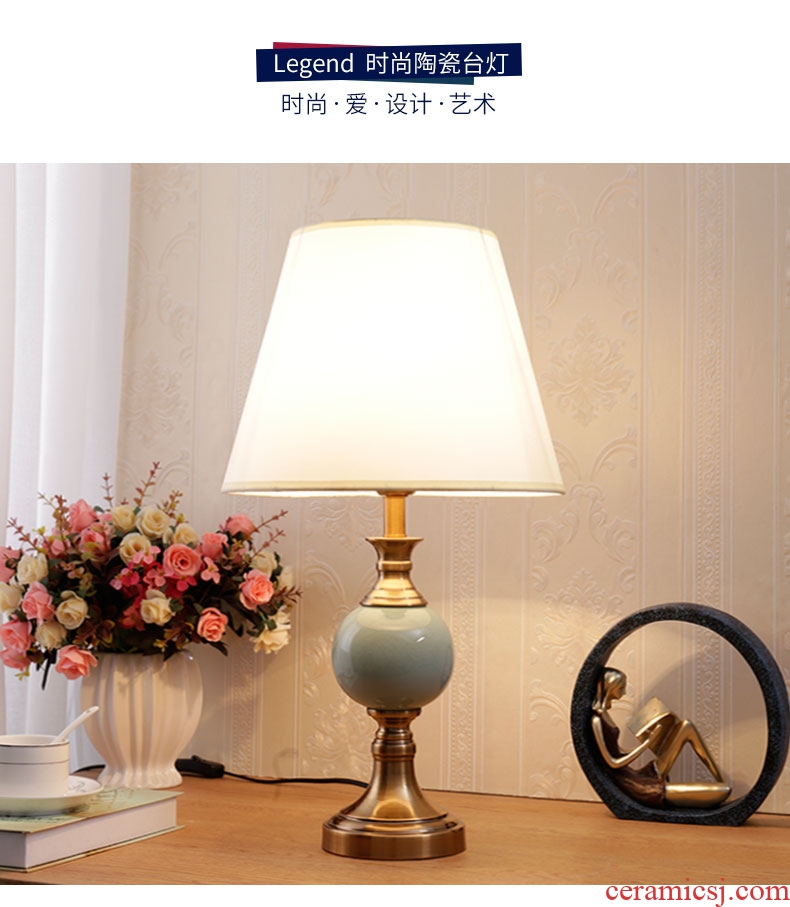 European fashion household luxurious bedroom berth lamp creative warm sitting room study adjustable light ceramic decoration lamp