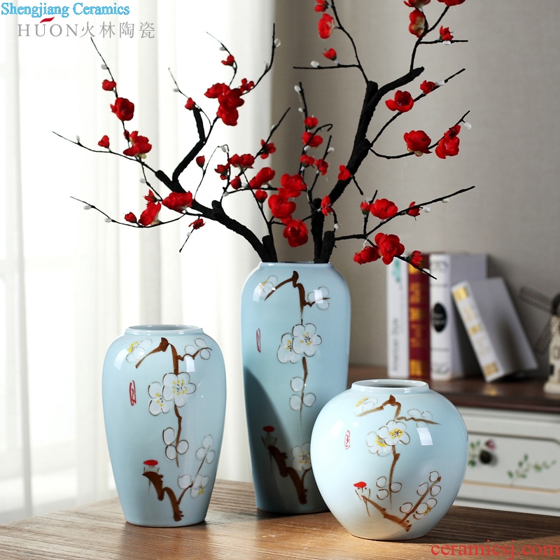 Contemporary and contracted jingdezhen ceramic flower vases Chinese creative living room blue dried flowers home furnishing articles