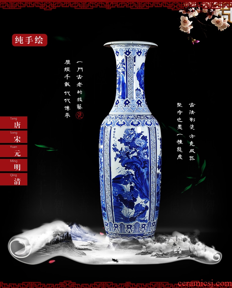 Jingdezhen ceramics hand-painted porcelain of 1.6 meters of large vase hotel lobby sitting room adornment is placed