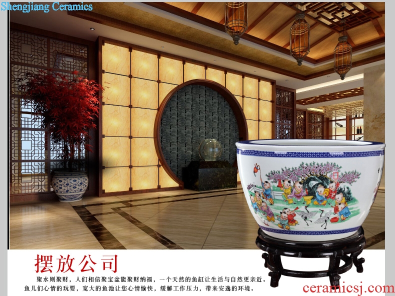 Goldfish bowl lotus cylinder cylinder tortoise jingdezhen ceramics household adornment is placed the lad yuanxiao aquarium