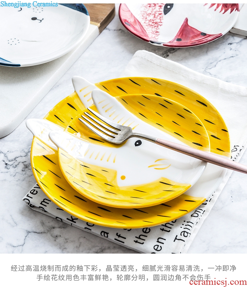 Ijarl Nordic creative cartoon table dish dish of household ceramics steak pan cute baby children's breakfast tray plates
