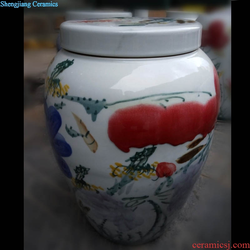 Jingdezhen ceramic porcelain rice pot big sugar bowls 20 jins and 40 catty ceramic pot straight beautiful storage tank