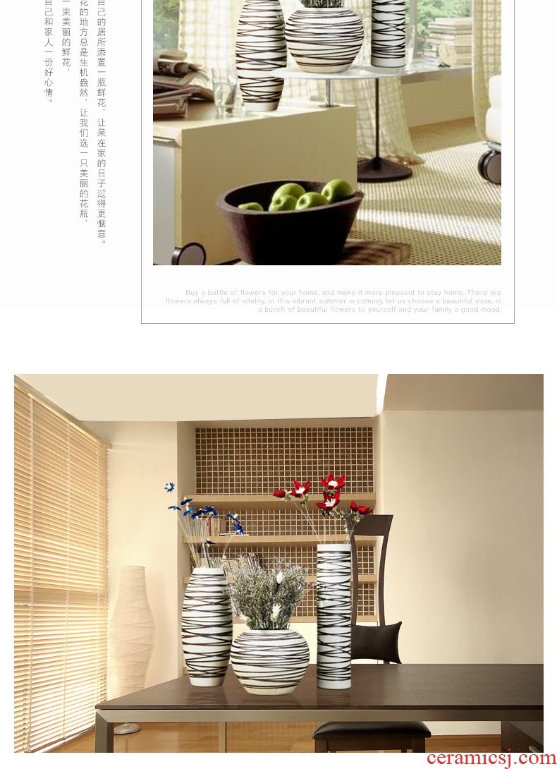 Jingdezhen ceramic vases, three-piece decorations modern creative living room TV cabinet table place flower arrangement