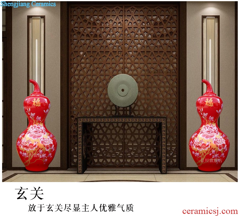 Jingdezhen ceramic maxim landing big gourd vases home sitting room store modern Chinese style furnishing articles