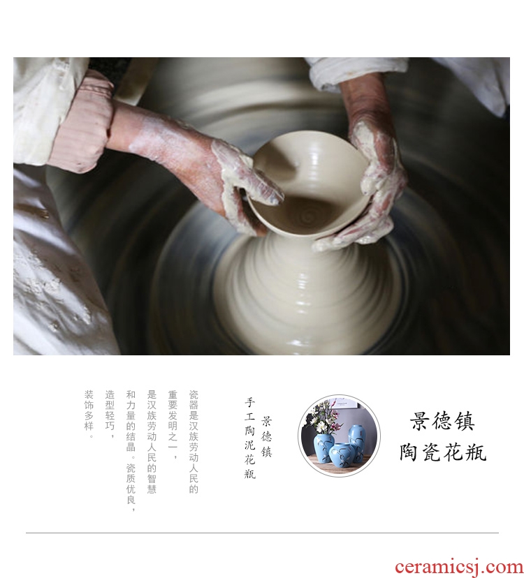 Jingdezhen hand-painted ceramic vase sample three-piece suit modern new Chinese style living room desktop small bottled act the role ofing is tasted furnishing articles