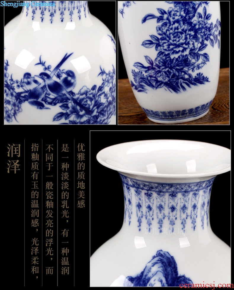 Jingdezhen ceramics landscape painting large blue and white porcelain vase contemporary household adornment desktop sitting room mesa furnishing articles