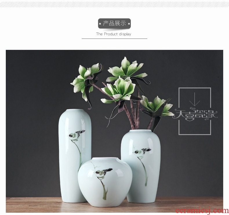 Contemporary and contracted style ceramic plug vase continental creative living room TV cabinet dry flower home furnishing articles