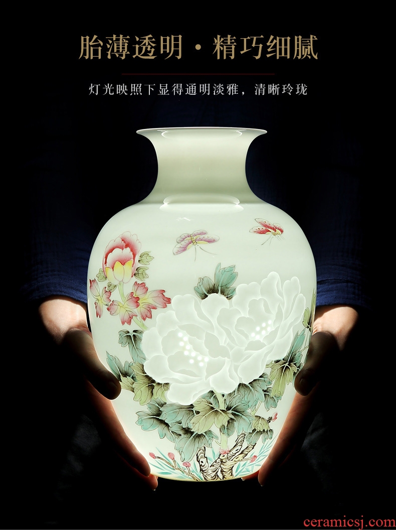 Jingdezhen ceramic thin foetus hand-painted vases, rich ancient frame furnishing articles furnishing articles home flower arrangement sitting room adornment porcelain