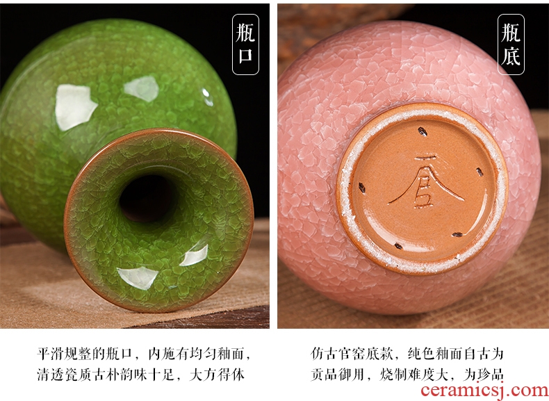 Archaize of jingdezhen ceramics kiln borneol crackle vases, modern household act the role ofing is tasted handicraft furnishing articles in the living room