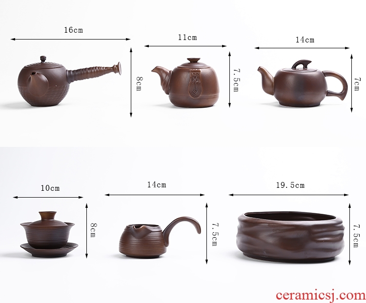 Restoring ancient ways leopard lam kung fu tea set suit household jingdezhen ceramic tea cup teapot Japanese tea ceremony the living room