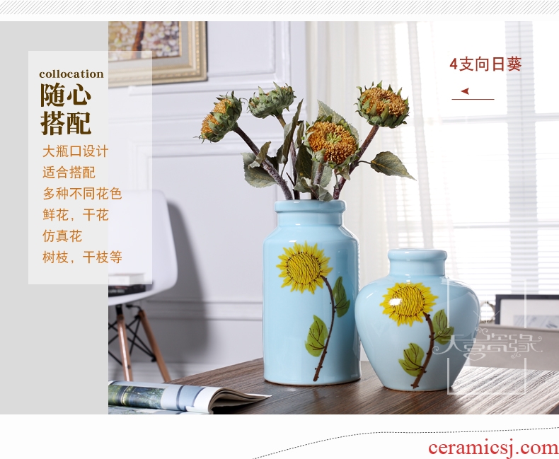 Jingdezhen contemporary and contracted ceramic vase furnishing articles creative living room small pure and fresh and dry flower arranging, table decorations