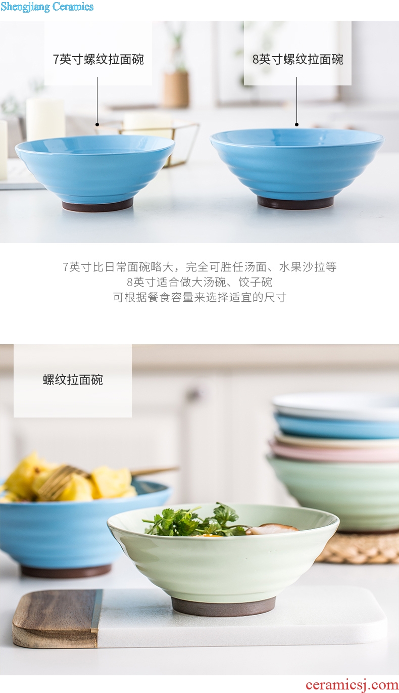 Million jia creative ceramic Japanese ramen rainbow noodle bowl home lovely big eat rainbow noodle bowl dishes soup bowl hat to bowl and jade