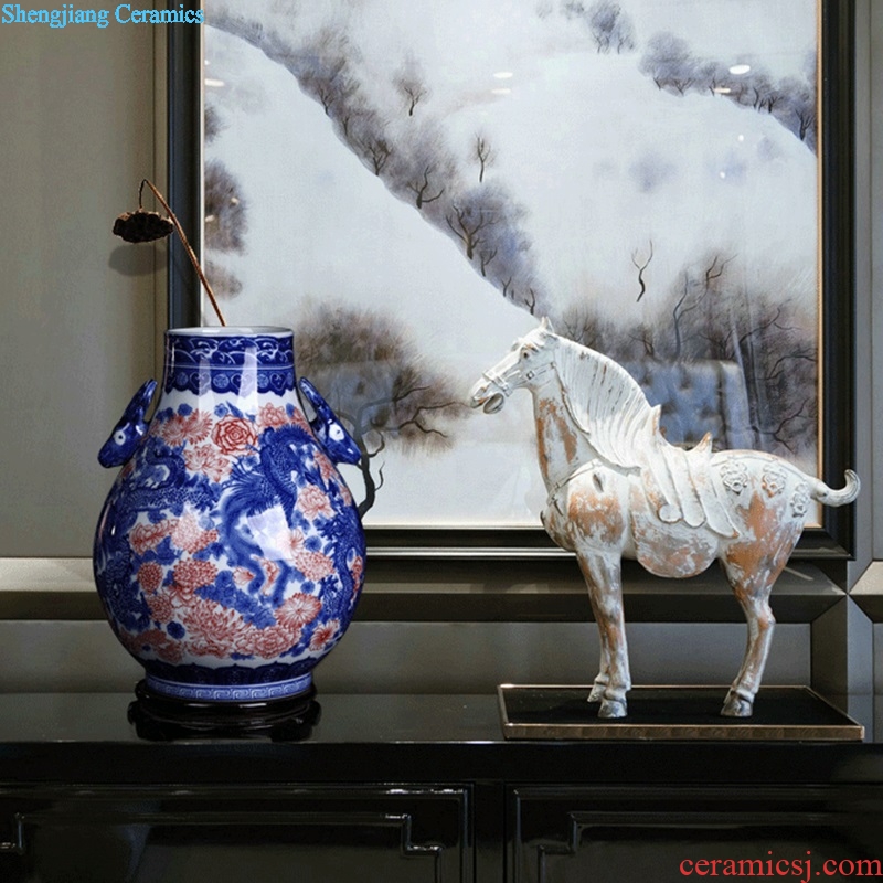 Jingdezhen blue and white porcelain vase furnishing articles sitting room of new Chinese style household ceramics TV ark porch decoration decoration