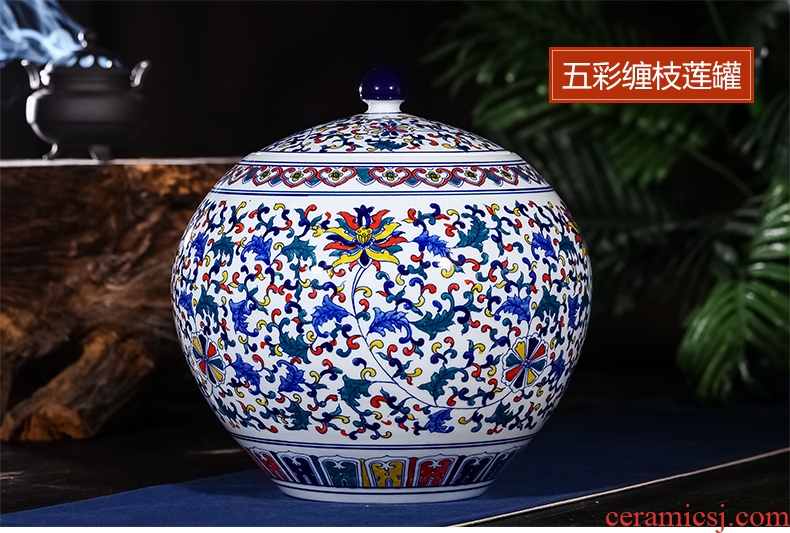 Jingdezhen ceramics large seal pot tea caddy retro store receives big yards puer tea pot