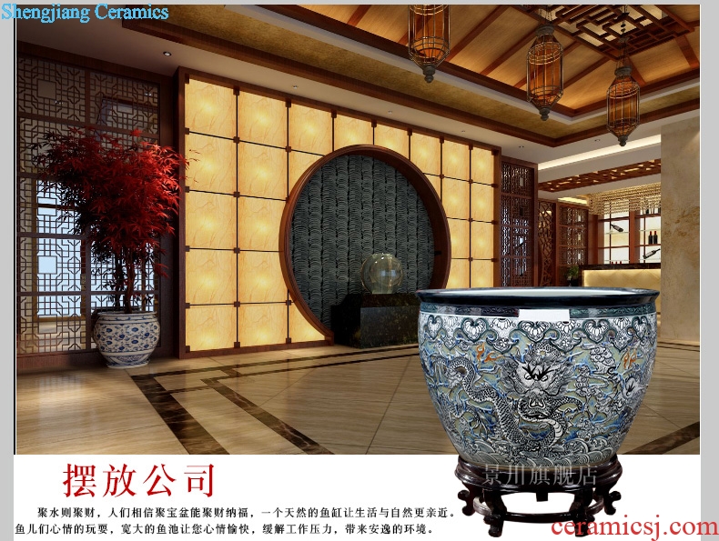 Jingdezhen porcelain carving dragon aquarium water lily cylinder tortoise courtyard large sitting room place the wind water tanks