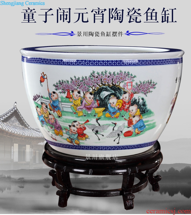Goldfish bowl lotus cylinder cylinder tortoise jingdezhen ceramics household adornment is placed the lad yuanxiao aquarium