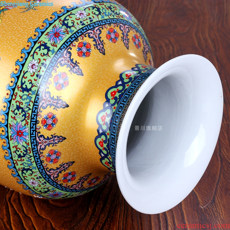 Jingdezhen ceramics colored enamel landing large vases, modern European home sitting room adornment furnishing articles