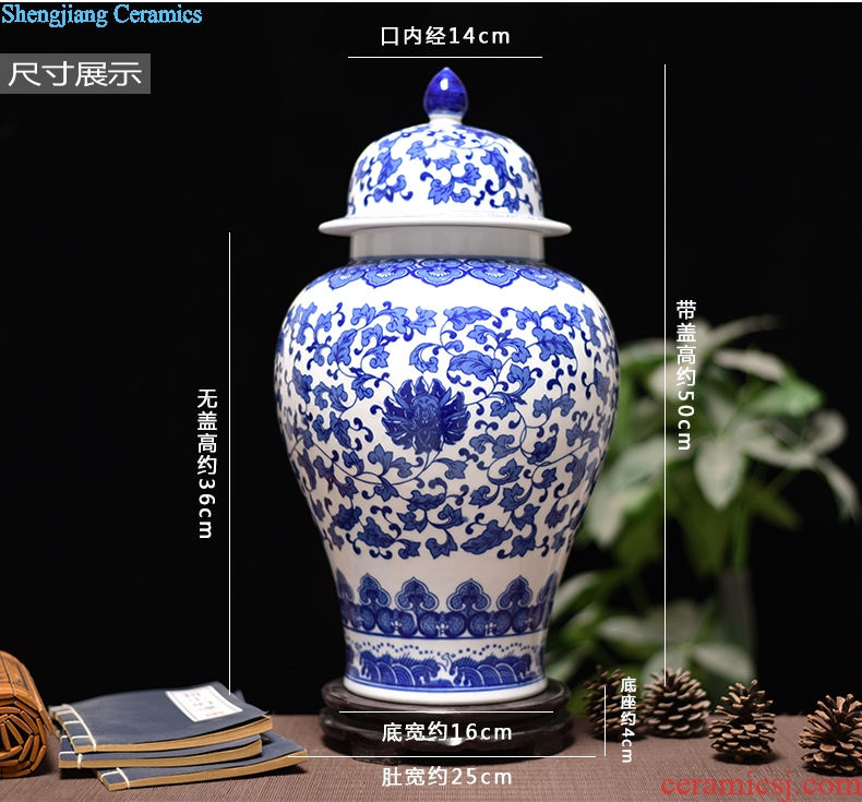 New Chinese antique blue and white porcelain of jingdezhen ceramics bound lotus flower general tank storage tank household handicraft furnishing articles