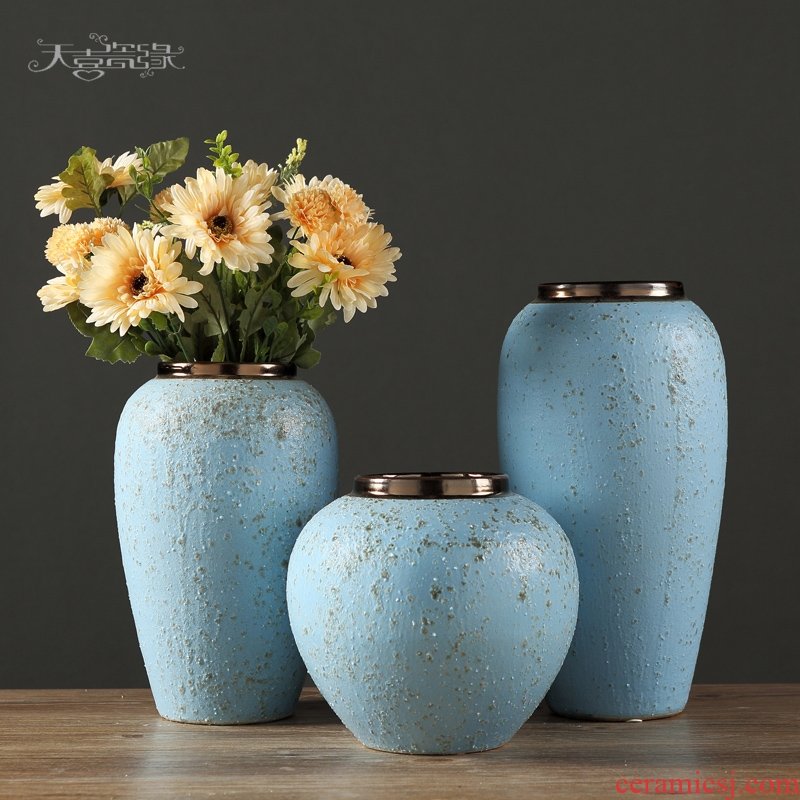 European rural ceramic vase decoration in the sitting room TV ark household table small pure and fresh and dry flower adornment furnishing articles