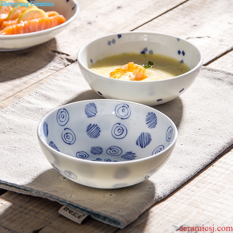 Ijarl million jia Japanese imports of ceramic tableware suit dishes Japanese under the glaze color of blue and white porcelain bowl dishes