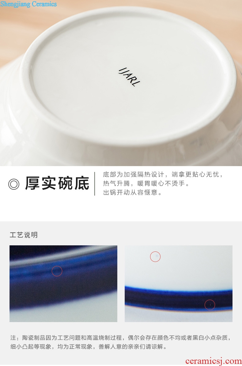 Million creative ceramic bowl beef pull rainbow noodle bowl household hotel wholesale pure color thread soup bowl hat to bowl