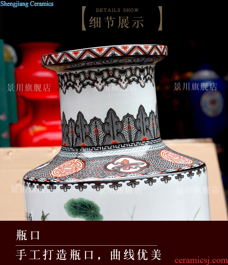 Jingdezhen porcelain lotus fish dry flower arranging flowers sitting room of modern technology of large vase household act the role ofing is tasted furnishing articles